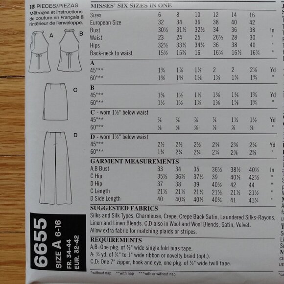 Sleeveless Top Skirt Pants Sewing Pattern Size 6-16 New Look 6655 UNCUT - Picture 5 of 9